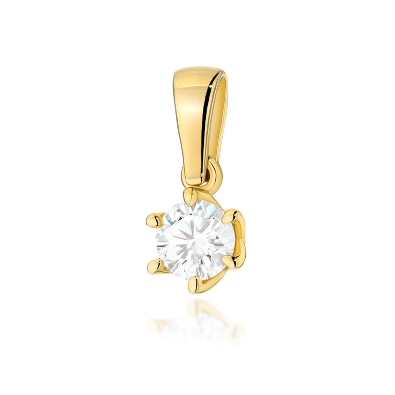 Pandantiv Aur 14K cu Diamant Natural 0.40 ct — Aur galben