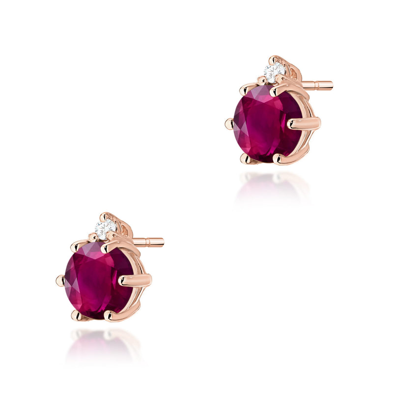 Cercei Aur 14K cu Rhodolite 0.60 ct si Diamante Naturale 0.03 ct, imaginea 3 din 6