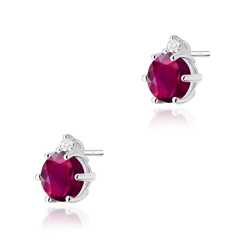 Cercei Aur 14K cu Rhodolite 0.60 ct si Diamante Naturale 0.03 ct, imaginea 5 din 6