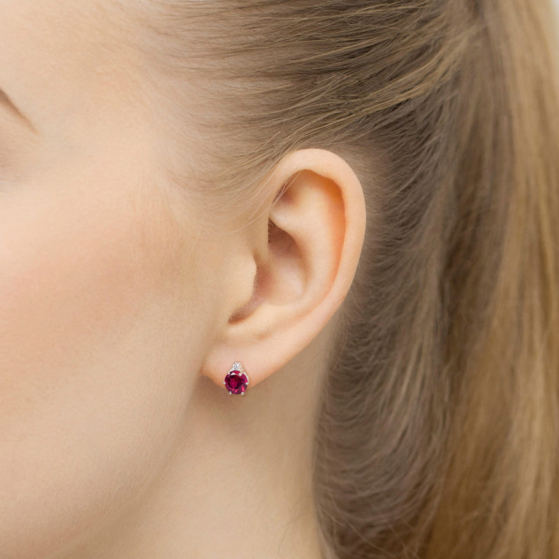 Cercei Aur 14K cu Rhodolite 0.60 ct si Diamante Naturale 0.03 ct, imaginea 6 din 6