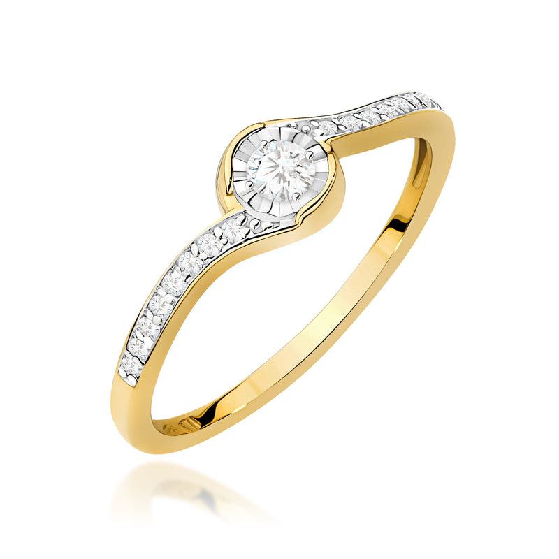 Inel Aur 14K cu Diamante Naturale 0.16 ct — Aur galben