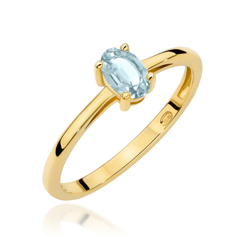 Inel Aur 14K cu Acvamarin 0.35 ct — Aur galben