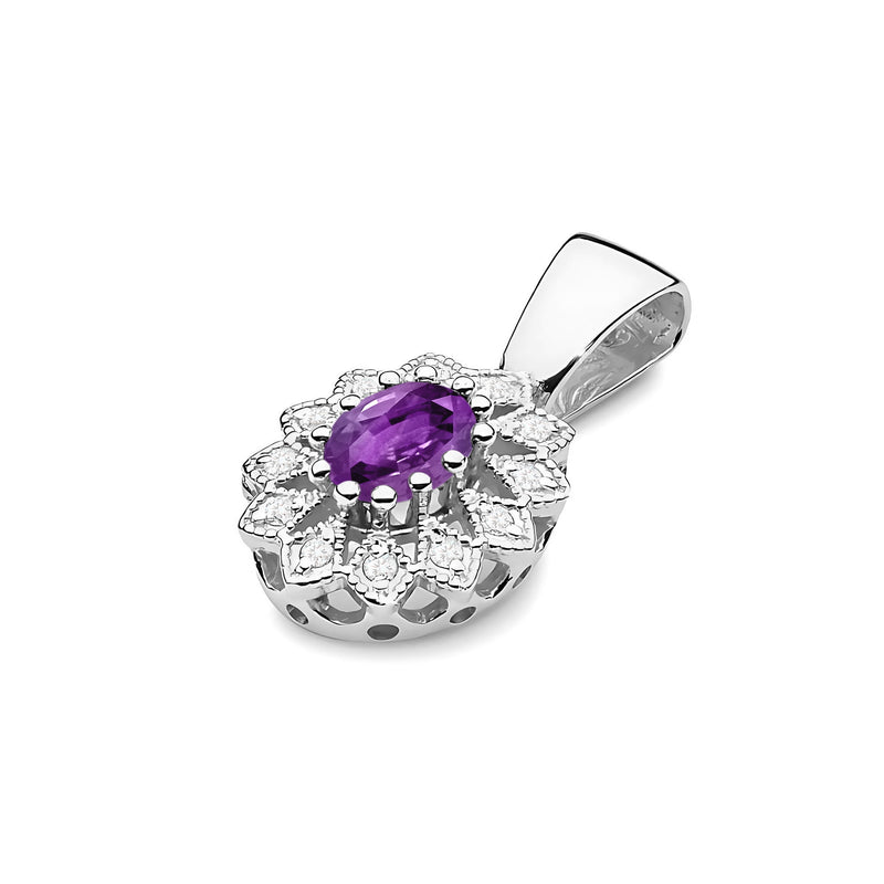 Pandantiv Aur 14K cu Ametist 0.40 ct si Diamante Naturale 0.10 ct, imaginea 6 din 6