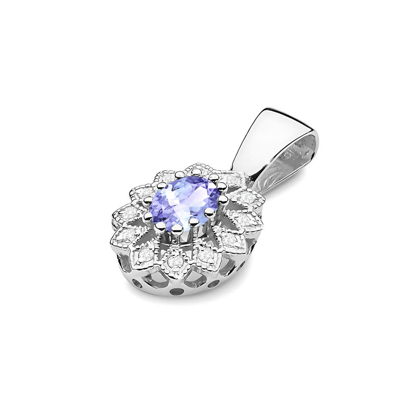 Pandantiv Aur 14K cu Tanzanit 0.40 ct si Diamante Naturale 0.10 ct, imaginea 6 din 6