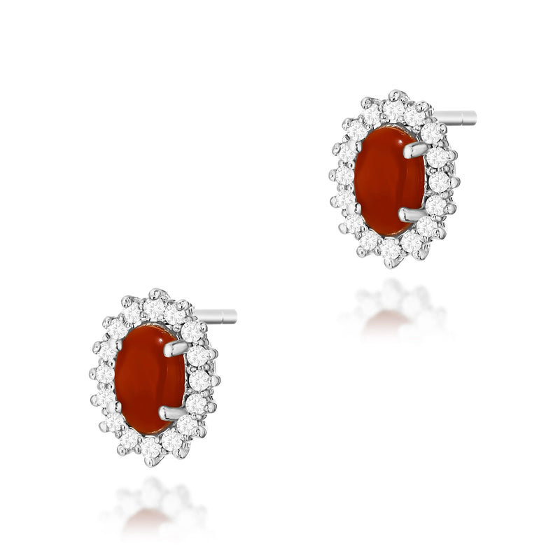 Cercei Aur 14K cu Coral 0.20 ct si Diamante Naturale 0.16 ct, imaginea 5 din 6