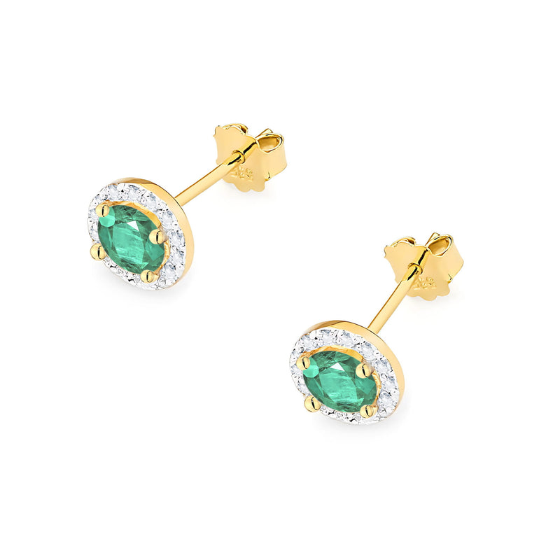 Cercei Aur 14K cu Smarald 0.50 ct si Diamante Naturale 0.24 ct, imaginea 2 din 9