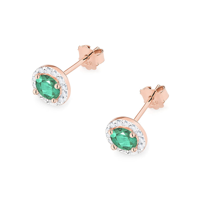 Cercei Aur 14K cu Smarald 0.50 ct si Diamante Naturale 0.24 ct, imaginea 5 din 9