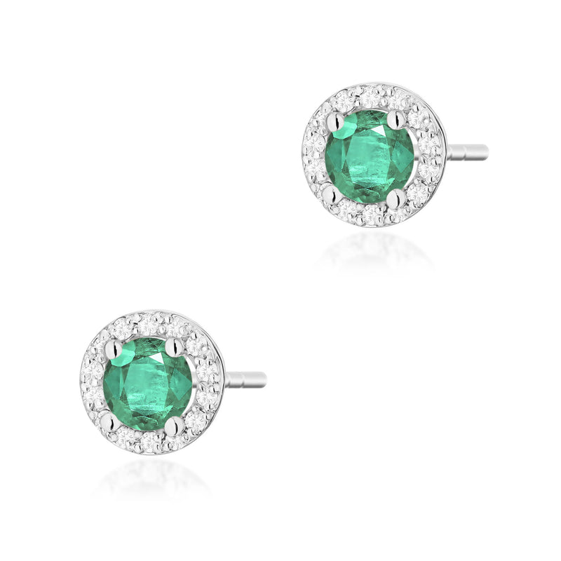Cercei Aur 14K cu Smarald 0.50 ct si Diamante Naturale 0.24 ct, imaginea 7 din 9