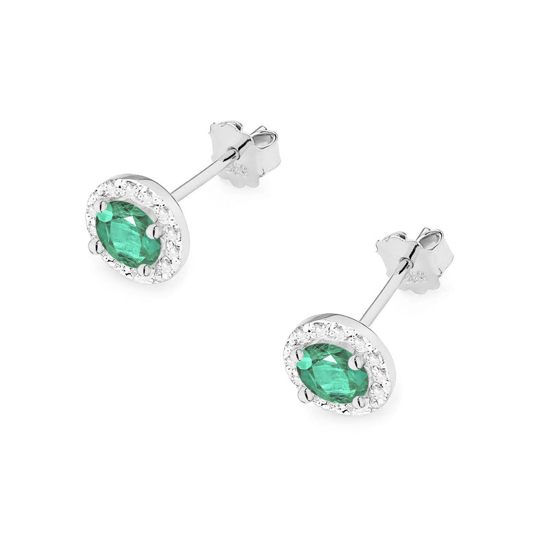 Cercei Aur 14K cu Smarald 0.50 ct si Diamante Naturale 0.24 ct, imaginea 8 din 9