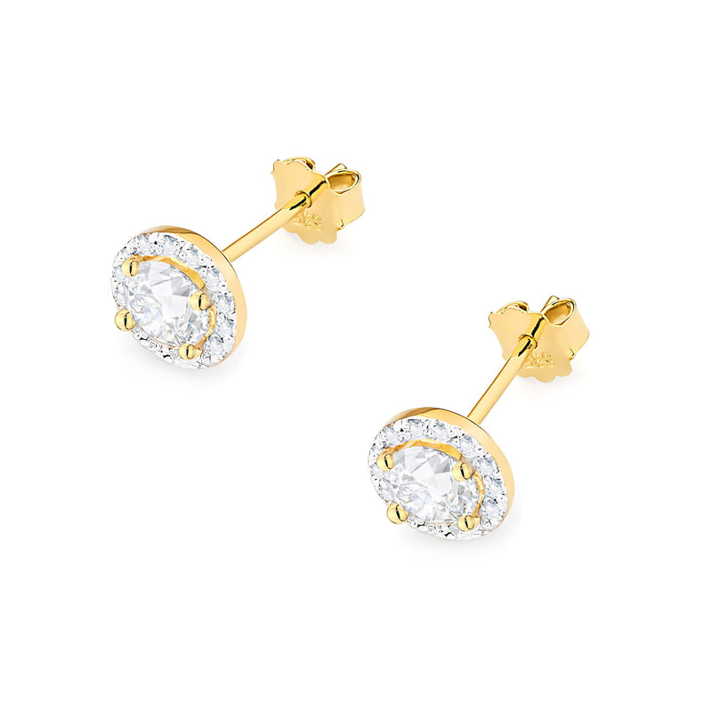 Cercei Aur 14K cu White Sapphire 0.60 ct si Diamante Naturale 0.24 ct, imaginea 2 din 9