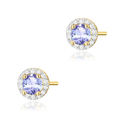 Cercei Aur 14K cu Tanzanit 0.50 ct si Diamante Naturale 0.24 ct