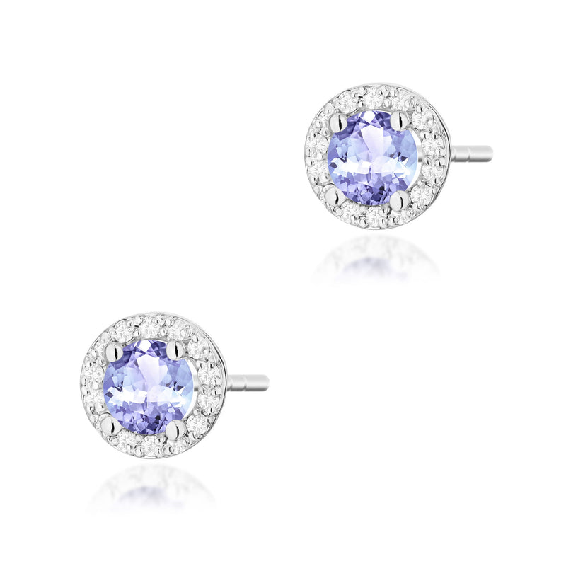Cercei Aur 14K cu Tanzanit 0.50 ct si Diamante Naturale 0.24 ct, imaginea 7 din 9