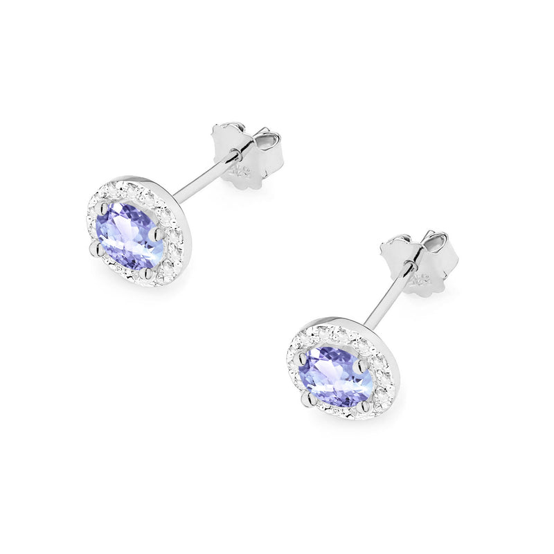 Cercei Aur 14K cu Tanzanit 0.50 ct si Diamante Naturale 0.24 ct, imaginea 8 din 9