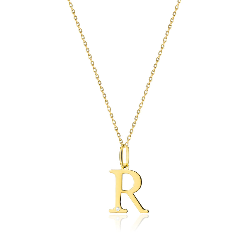 Colier Aur 14K cu Diamant Natural 0.01 ct — Aur galben