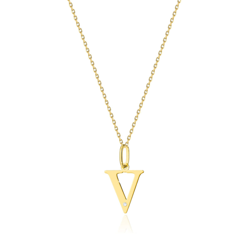 Colier Aur 14K cu Diamant Natural 0.01 ct — Aur galben