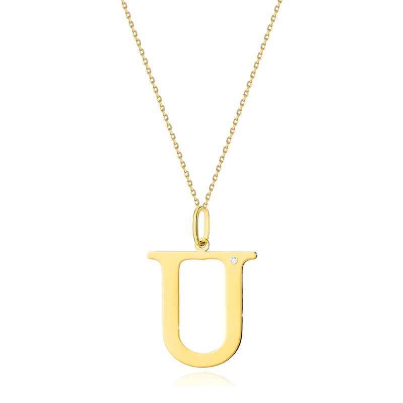 Colier Aur 14K cu Diamant Natural 0.01 ct — Aur galben