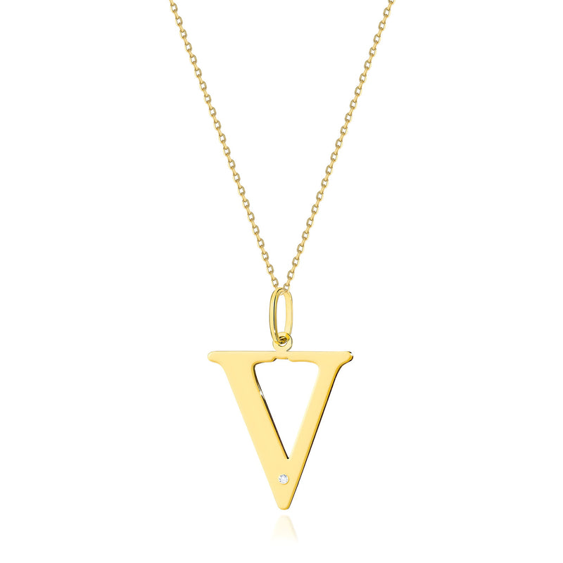 Colier Aur 14K cu Diamant Natural 0.01 ct — Aur galben