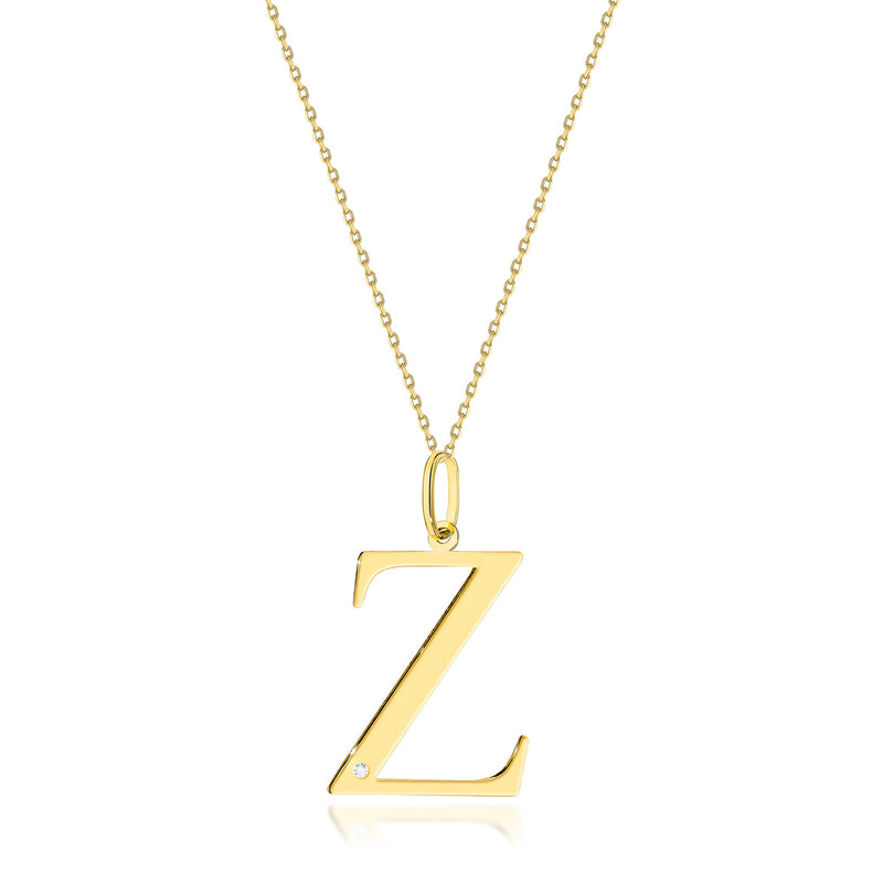 Colier Aur 14K cu Diamant Natural 0.01 ct — Aur galben