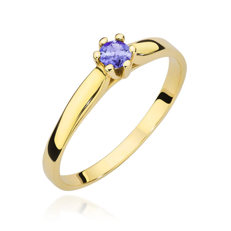 Inel Aur 14K cu Tanzanit 0.15 ct — Aur galben