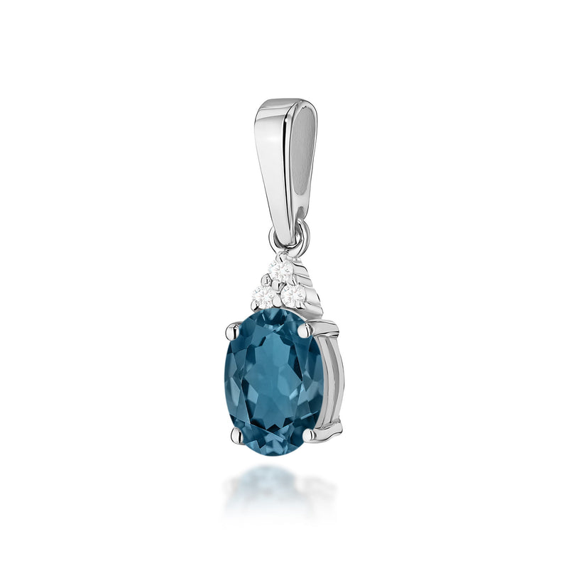Pandantiv Aur 14K cu Topaz London Blue 0.85 ct si Diamante Naturale 0.03 ct, imaginea 4 din 6