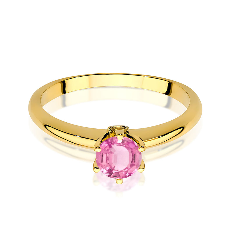 Inel Aur 14K cu Topaz Roz 0.60 ct si Diamante Naturale 0.04 ct, imaginea 2 din 12