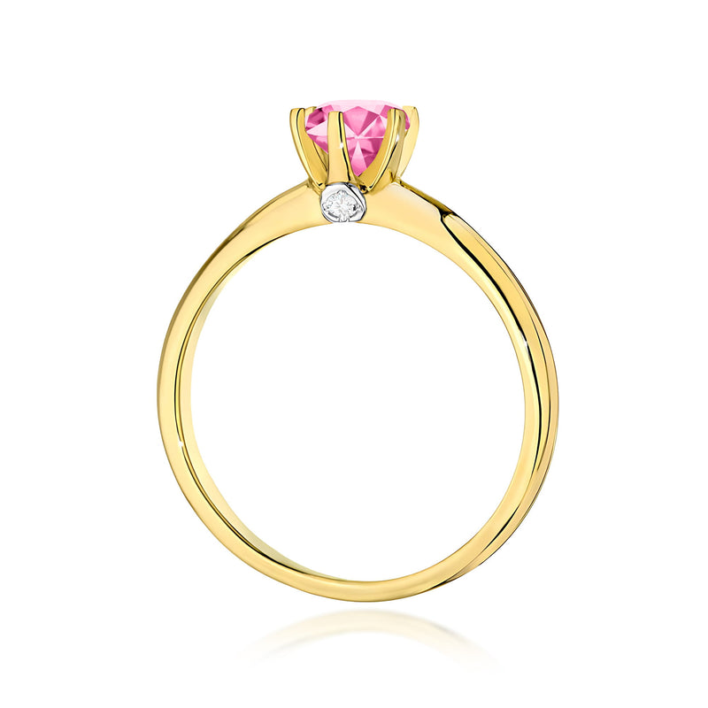 Inel Aur 14K cu Topaz Roz 0.60 ct si Diamante Naturale 0.04 ct, imaginea 3 din 12