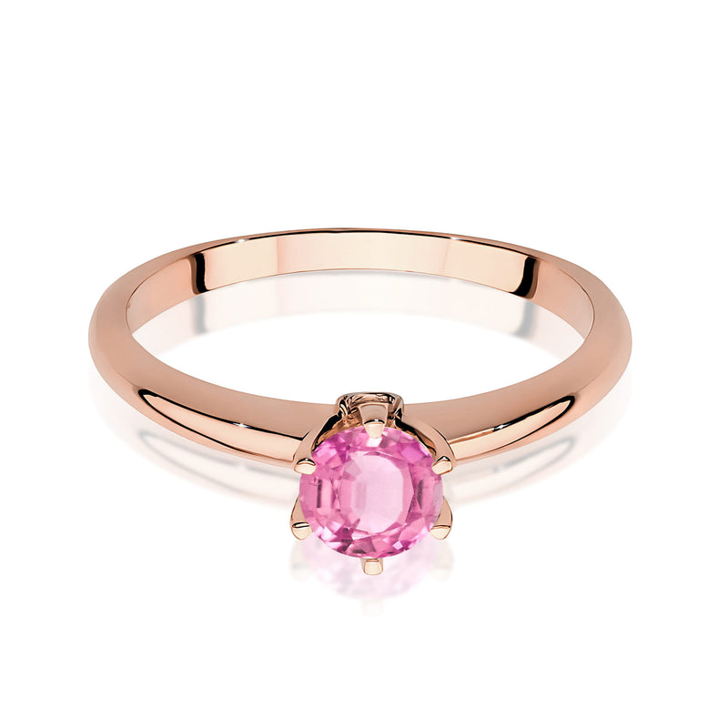 Inel Aur 14K cu Topaz Roz 0.60 ct si Diamante Naturale 0.04 ct, imaginea 6 din 12