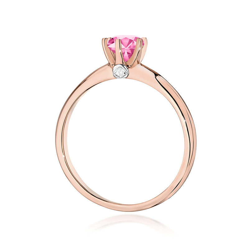 Inel Aur 14K cu Topaz Roz 0.60 ct si Diamante Naturale 0.04 ct, imaginea 7 din 12