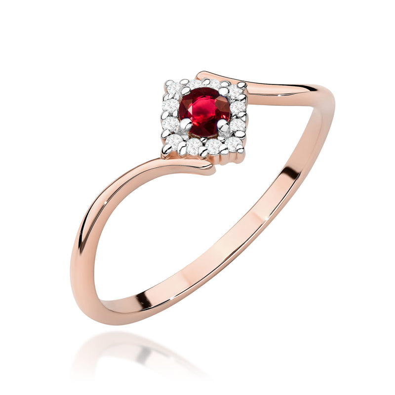 Inel Aur 14K cu Rubin 0.15 ct si Diamante Naturale 0.06 ct, imaginea 5 din 12