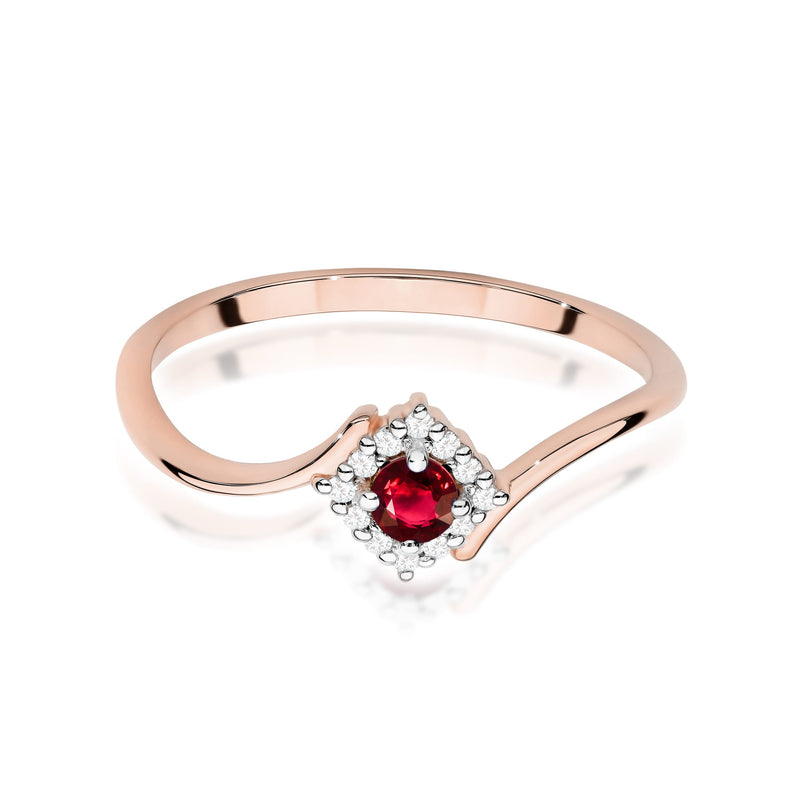 Inel Aur 14K cu Rubin 0.15 ct si Diamante Naturale 0.06 ct, imaginea 6 din 12