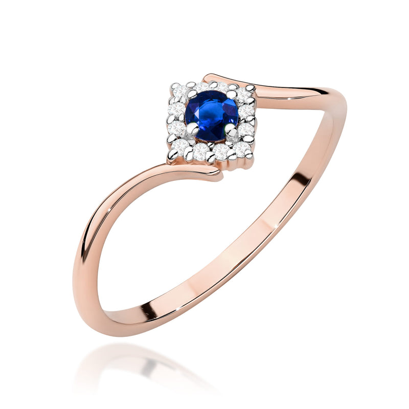 Inel Aur 14K cu Safir 0.15 ct si Diamante Naturale 0.06 ct, imaginea 5 din 12