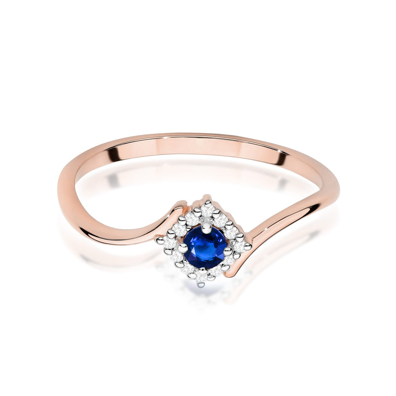 Inel Aur 14K cu Safir 0.15 ct si Diamante Naturale 0.06 ct, imaginea 6 din 12