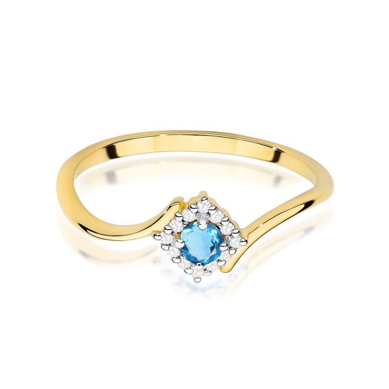 Inel Aur 14K cu Topaz Swiss 0.15 ct si Diamante Naturale 0.06 ct, imaginea 2 din 12