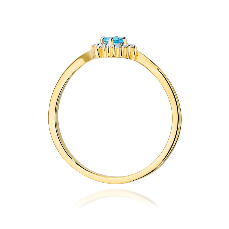 Inel Aur 14K cu Topaz Swiss 0.15 ct si Diamante Naturale 0.06 ct, imaginea 3 din 12