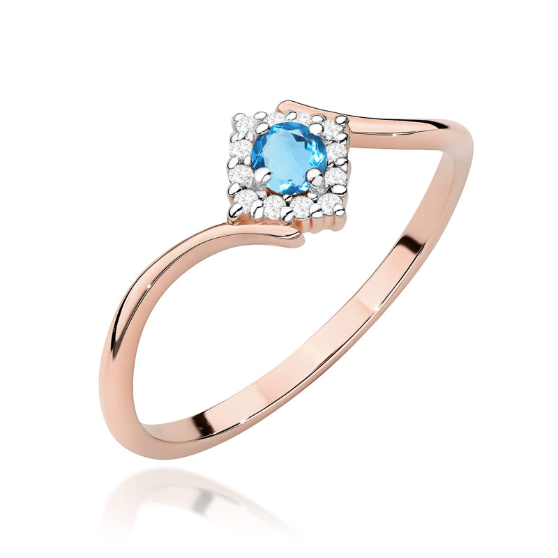 Inel Aur 14K cu Topaz Swiss 0.15 ct si Diamante Naturale 0.06 ct, imaginea 5 din 12