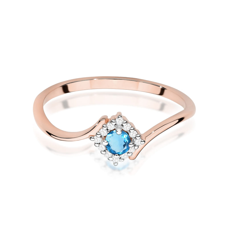 Inel Aur 14K cu Topaz Swiss 0.15 ct si Diamante Naturale 0.06 ct, imaginea 6 din 12