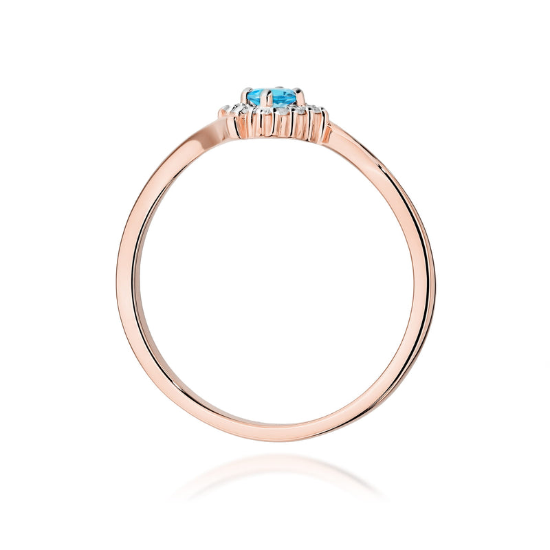 Inel Aur 14K cu Topaz Swiss 0.15 ct si Diamante Naturale 0.06 ct, imaginea 7 din 12