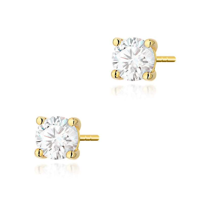 Cercei Aur 14K cu Diamant Natural 0.70 ct — Aur galben