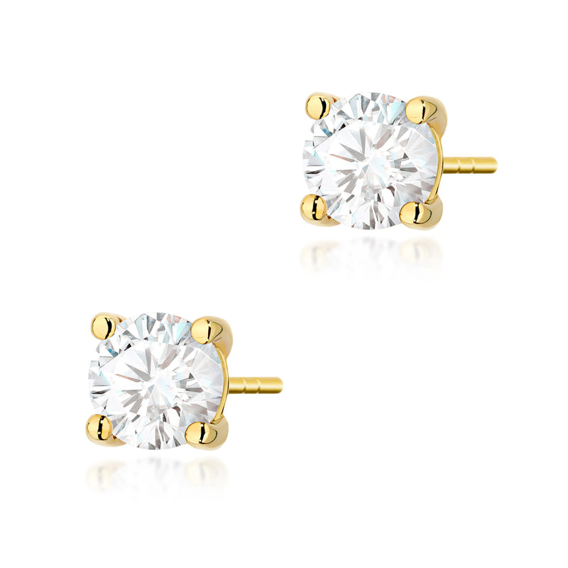 Cercei Aur 14K cu Diamant Natural 1.00 ct — Aur galben