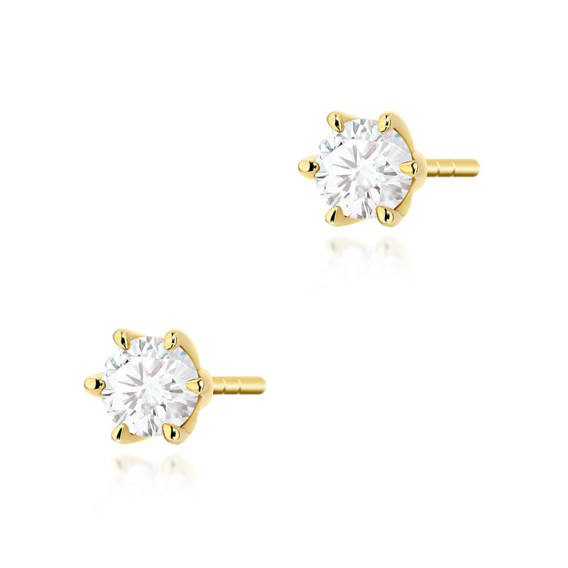 Cercei Aur 14K cu Diamant Natural 0.30 ct — Aur galben
