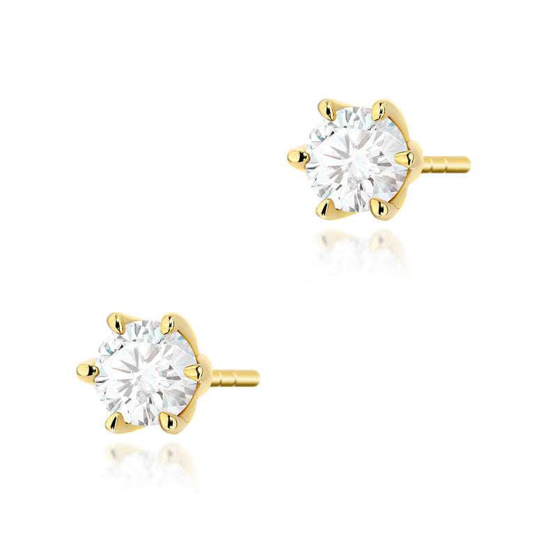 Cercei Aur 14K cu Diamant Natural 0.40 ct — Aur galben