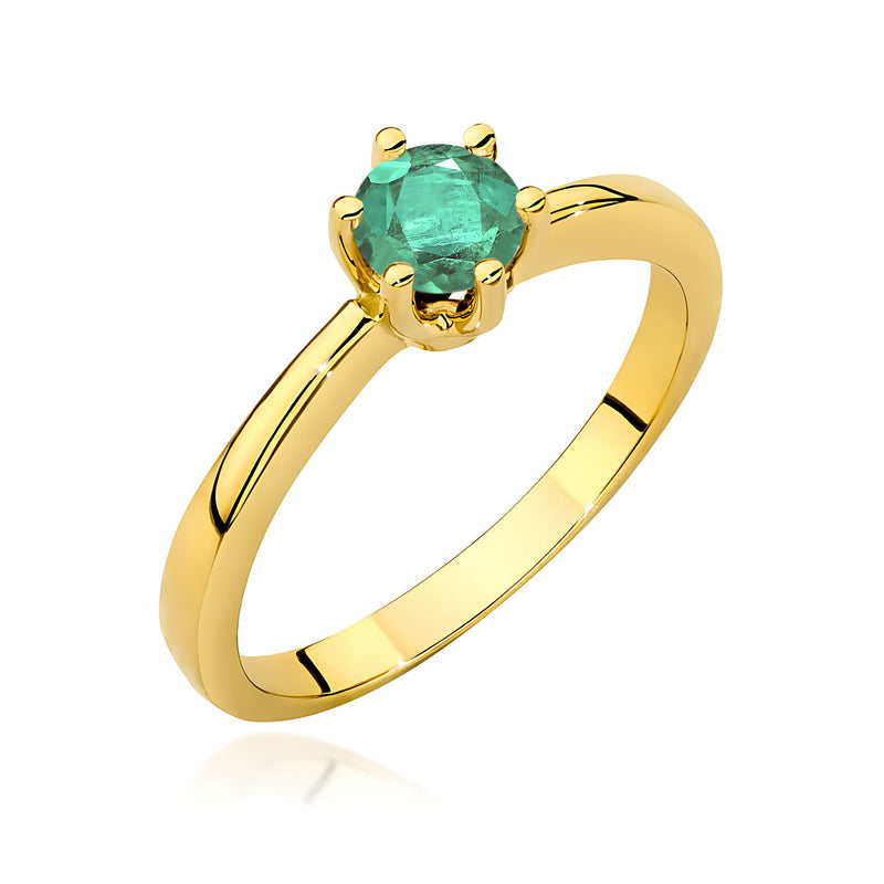 Inel Aur 14K cu Smarald 0.50 ct — Aur galben