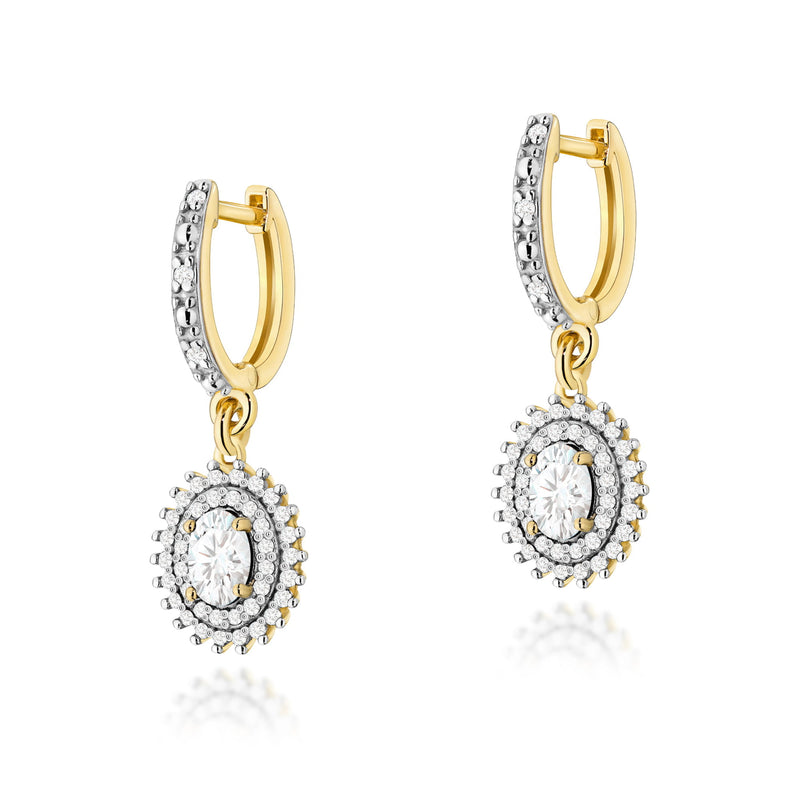 Cercei Aur 14K cu Diamante de Laborator 0.84 ct — Aur galben