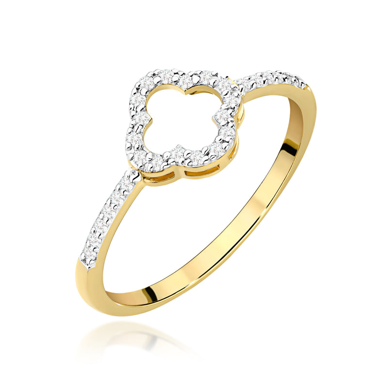 Inel Aur 14K cu Diamante Naturale 0.14 ct — Aur galben