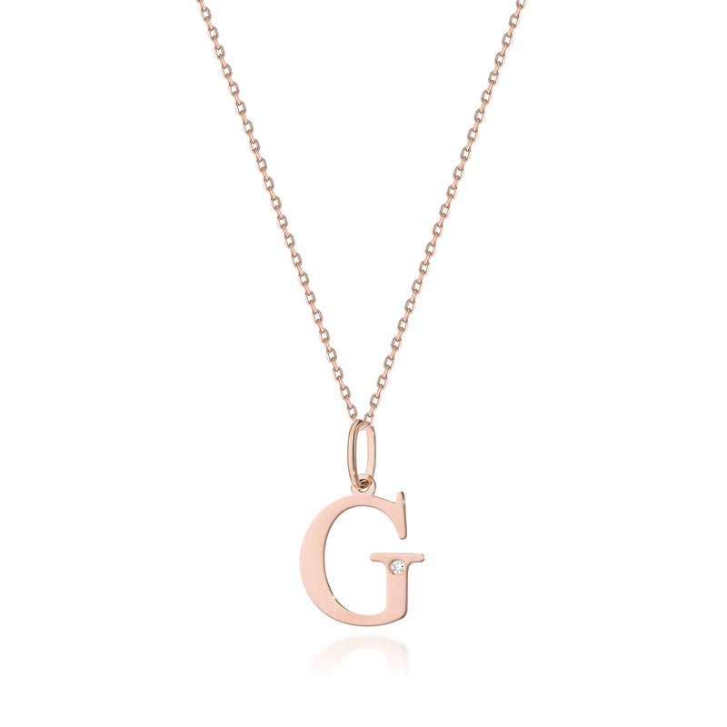 Colier Aur 14K cu Diamante Naturale 0.01 ct — Aur roz