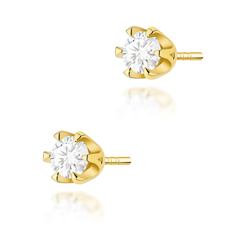 Cercei Aur 14K cu Diamant Natural 0.25 ct — Aur galben