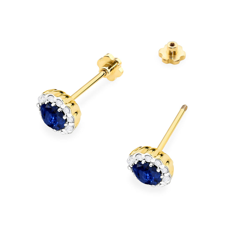 Cercei Aur 14K cu Safir 0.50 ct si Diamante Naturale 0.21 ct, imaginea 2 din 6