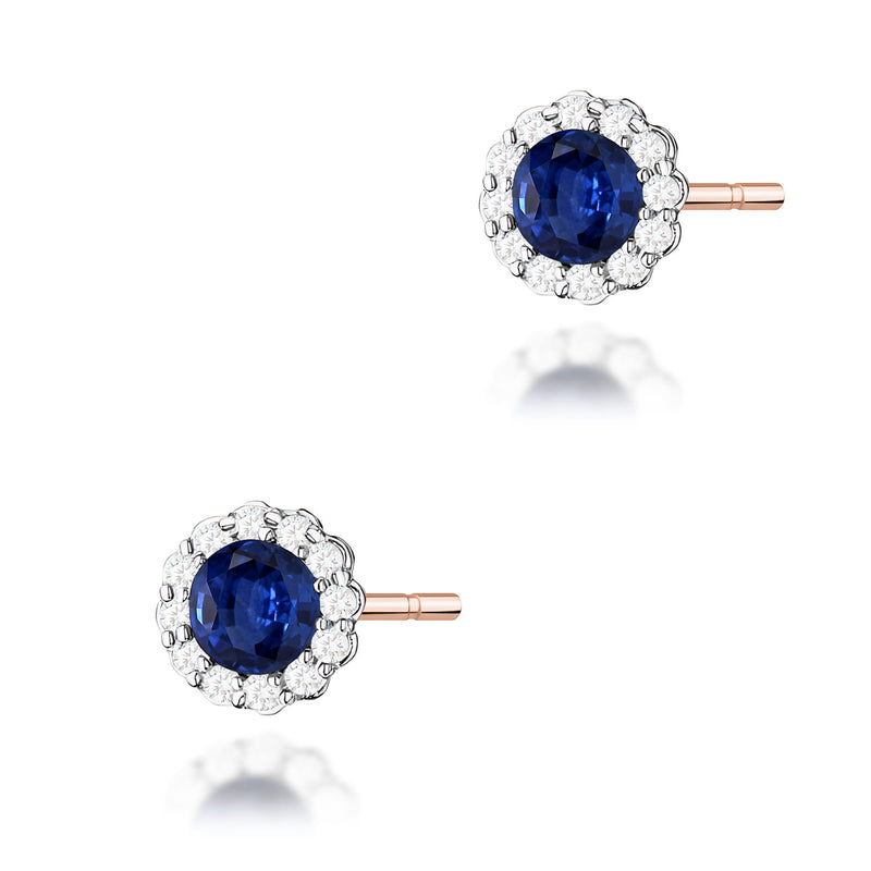 Cercei Aur 14K cu Safir 0.50 ct si Diamante Naturale 0.21 ct, imaginea 3 din 6