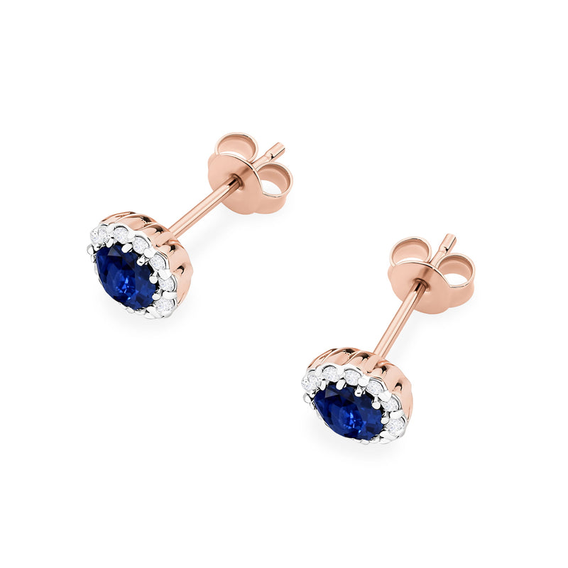 Cercei Aur 14K cu Safir 0.50 ct si Diamante Naturale 0.21 ct, imaginea 4 din 6