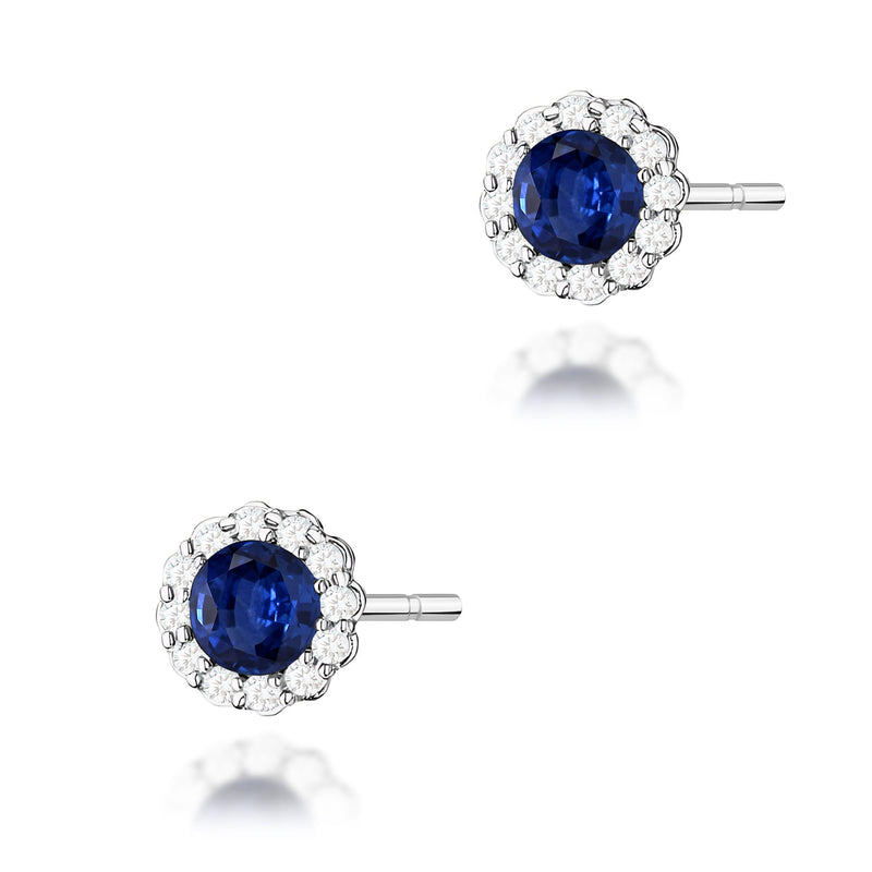 Cercei Aur 14K cu Safir 0.50 ct si Diamante Naturale 0.21 ct, imaginea 5 din 6